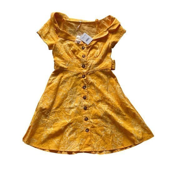 Free People Sunny Yellow Floral Mini Dress - Picture 4 of 5